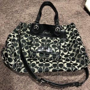 Coach Black/Gray “C” Purse & Wallet